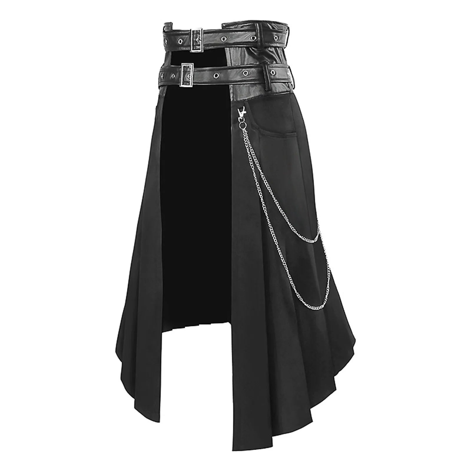 Unisex Men's Leather Skirt Spring And Autumn Rock Gothic Punk Casual Large Size Half Skirt Scottish Medieval Cos Costumes Faldas