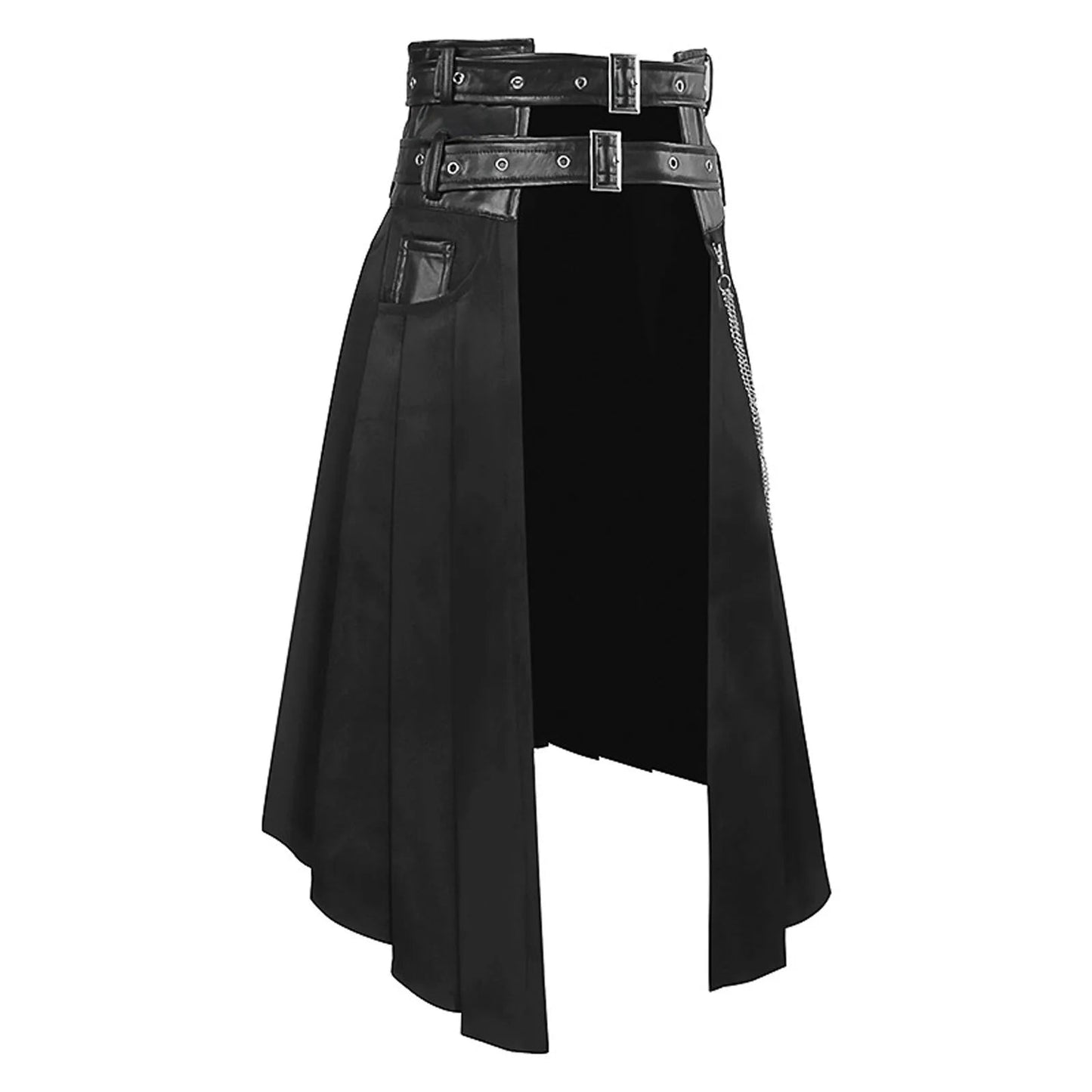 Unisex Men's Leather Skirt Spring And Autumn Rock Gothic Punk Casual Large Size Half Skirt Scottish Medieval Cos Costumes Faldas