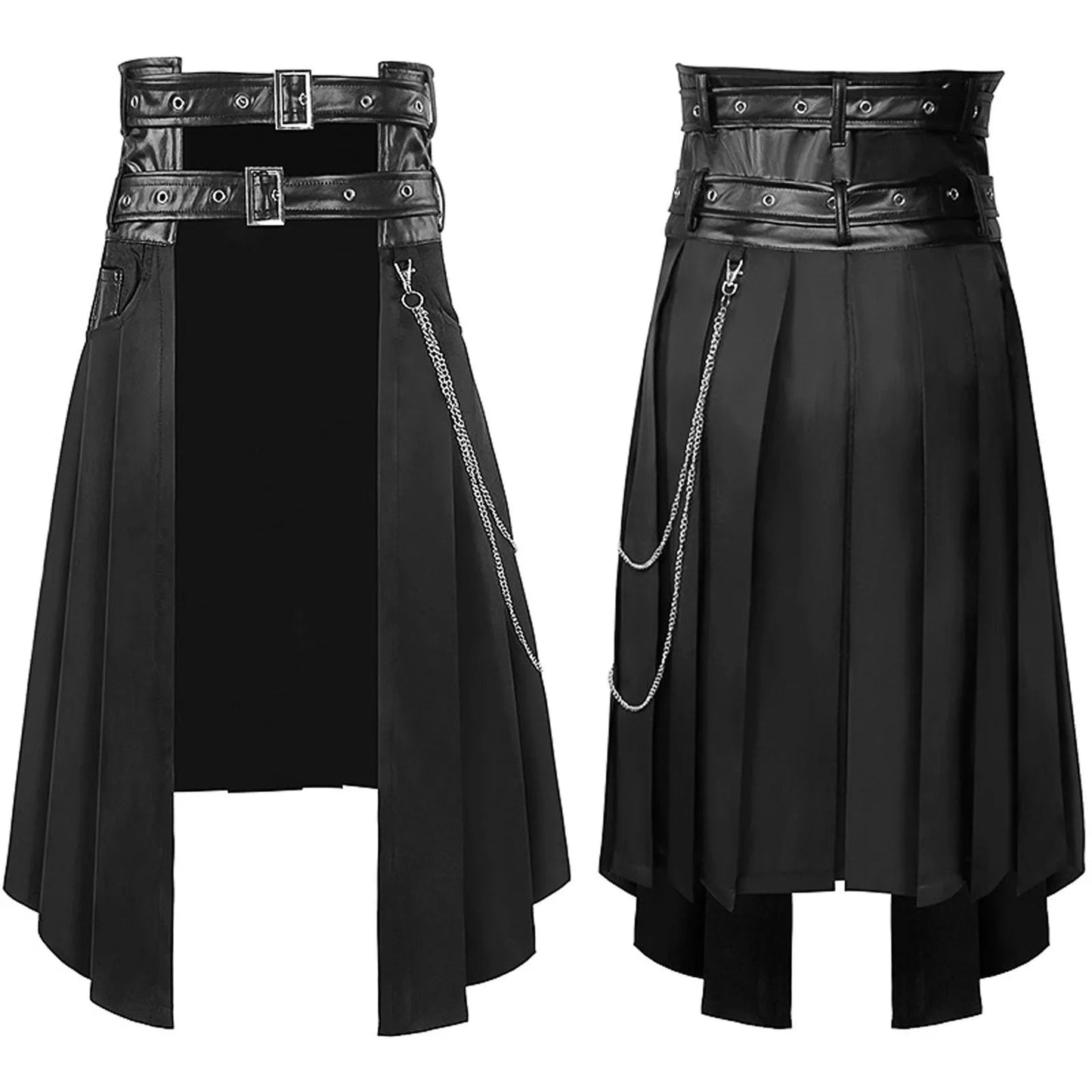 Unisex Men's Leather Skirt Spring And Autumn Rock Gothic Punk Casual Large Size Half Skirt Scottish Medieval Cos Costumes Faldas