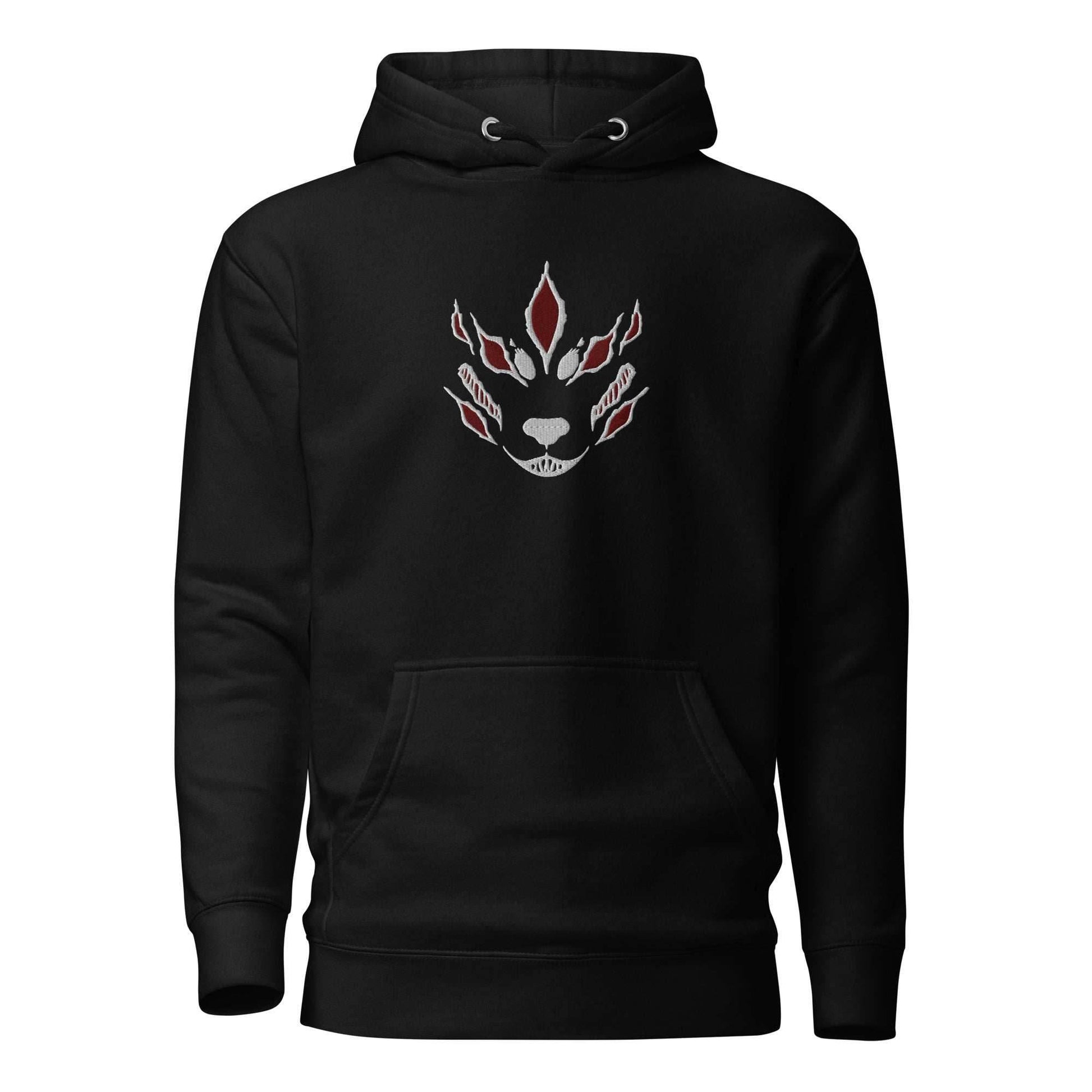 Fox Devil Aki Embroidered Unisex Chainsaw Anime Hoodie - Black / S