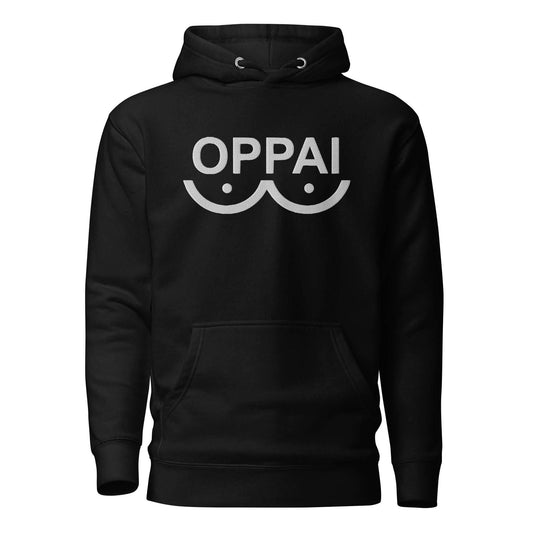 Saitama Oppai Embroidered Unisex Anime Hoodie - Black / S