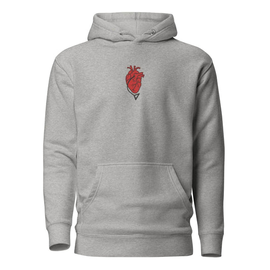 Pochita Heart Embroidered Premium Anime Hoodie - Sport Grey / S