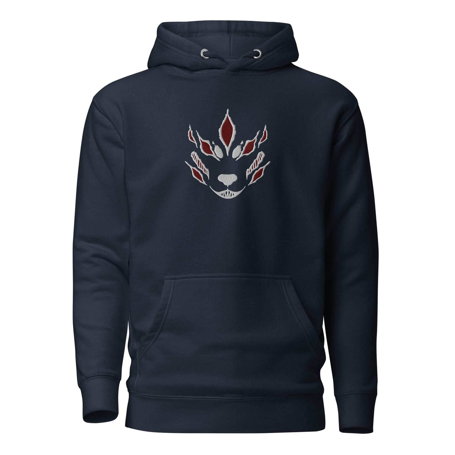 Fox Devil Aki Embroidered Unisex Chainsaw Anime Hoodie - Navy / S