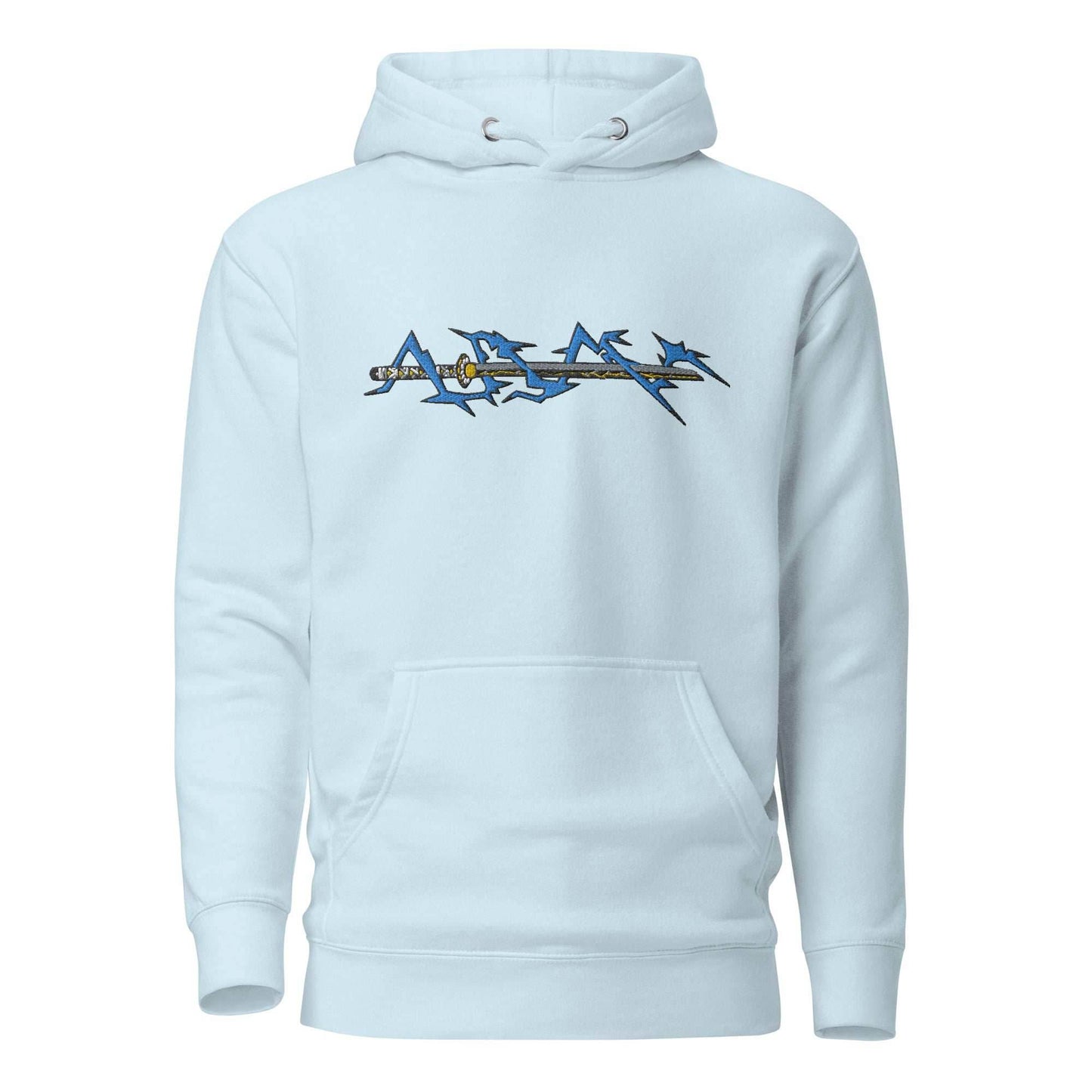 Zenitsu Sword Embroidered Premium Unisex Anime Hoodie - Blue / S