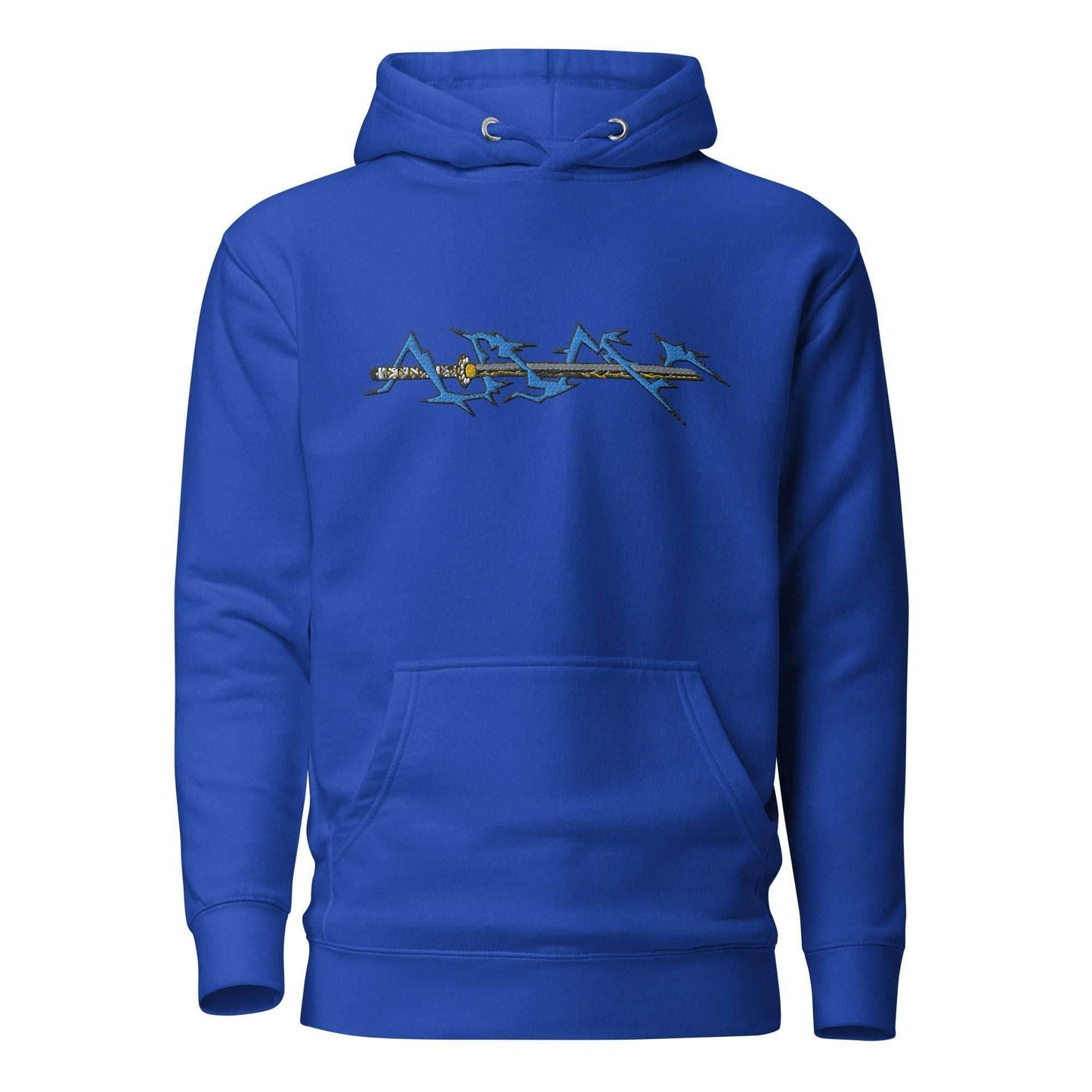 Zenitsu Sword Embroidered Premium Unisex Anime Hoodie - Royal / S