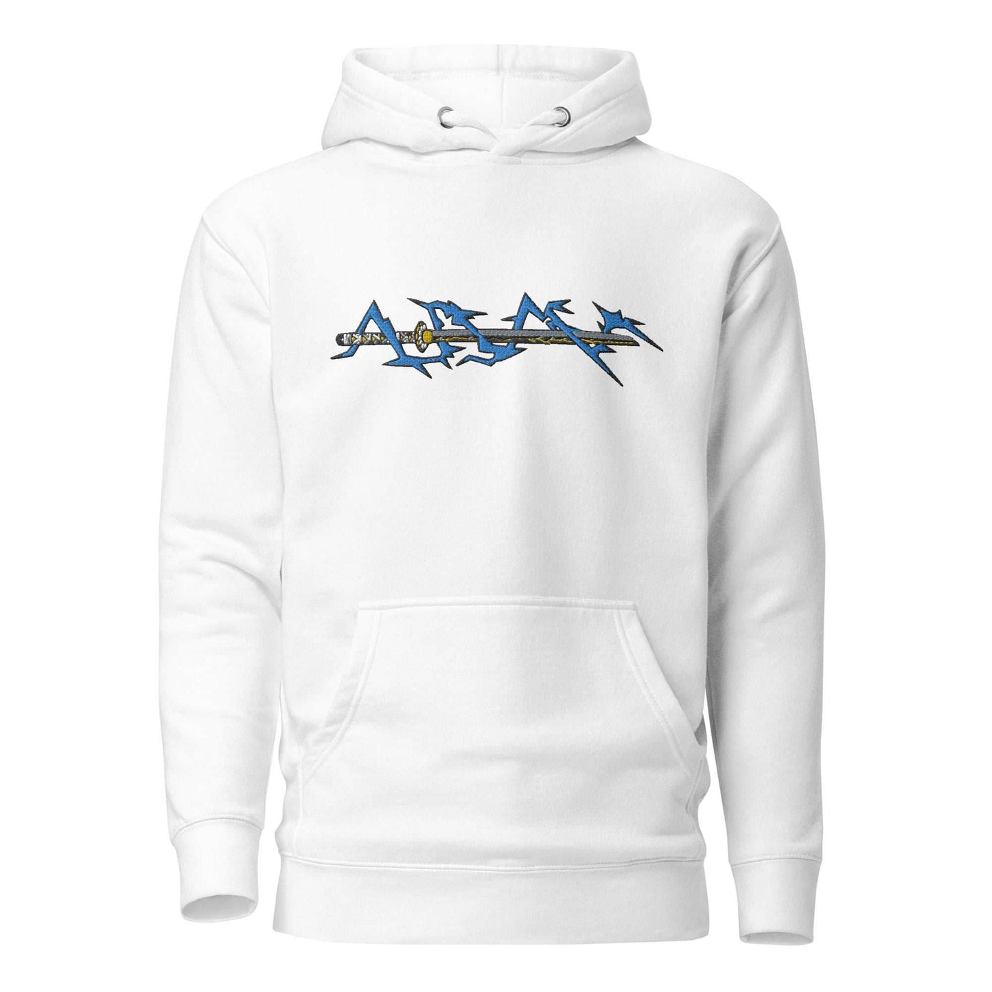 Zenitsu Sword Embroidered Premium Unisex Anime Hoodie - White / S