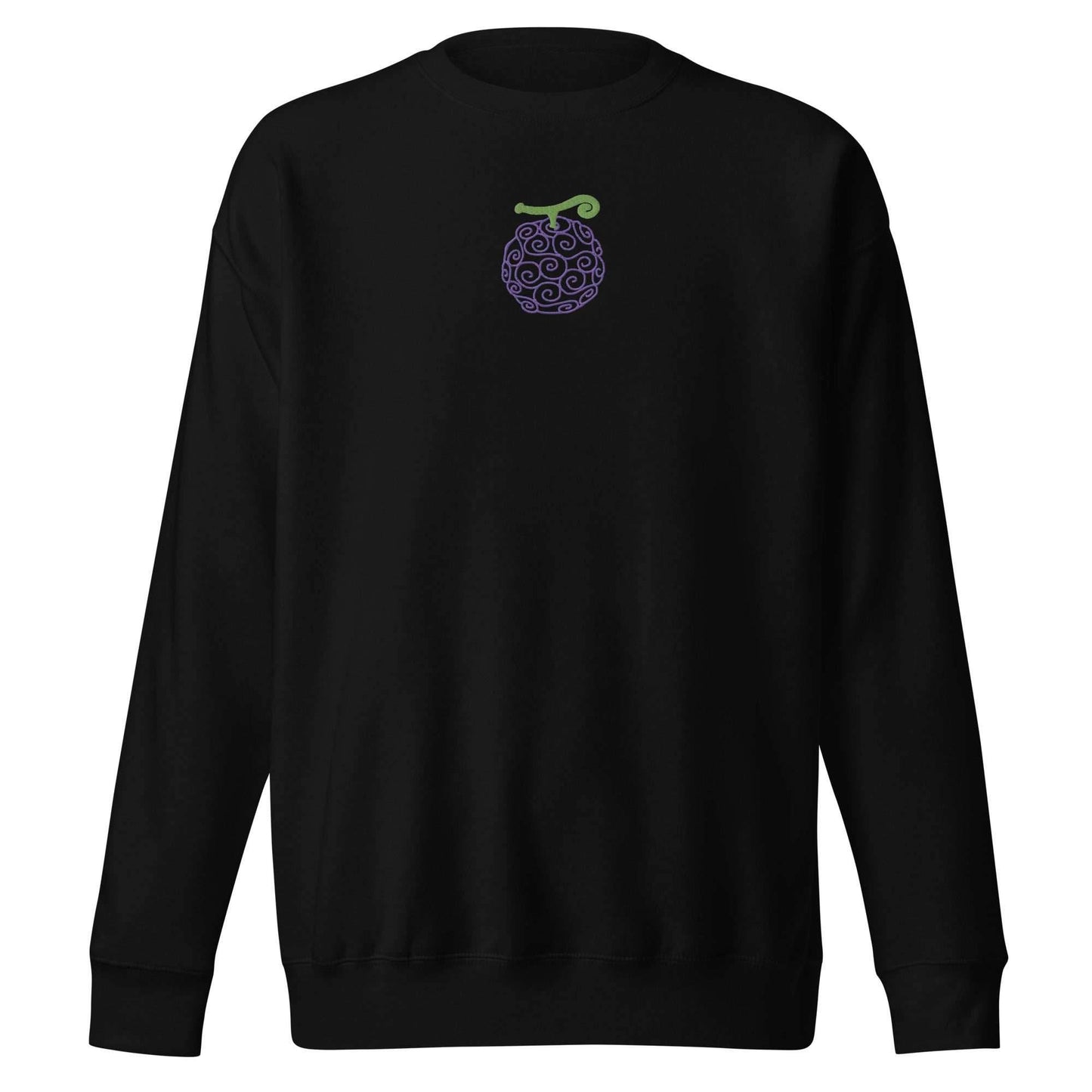 Gum Gum Devil Fruit Embroidered Unisex Premium Anime Crewneck Sweatshirt - Black / S