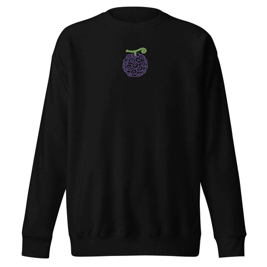 Gum Gum Devil Fruit Embroidered Unisex Premium Anime Crewneck Sweatshirt - Black / S