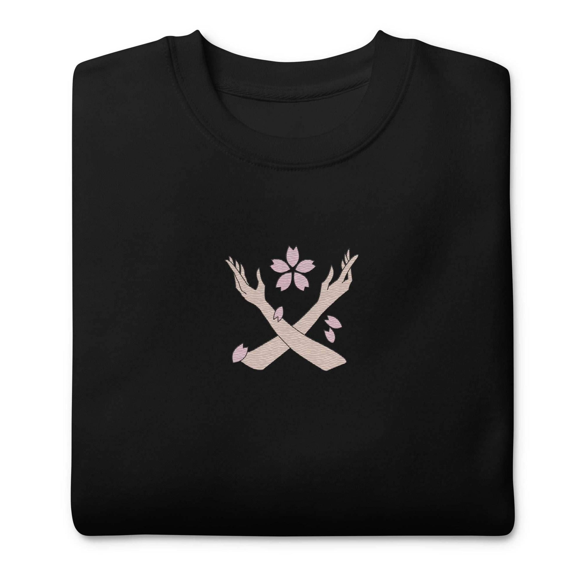 Robin Fleur Embroidered Premium Unisex Anime Crewneck Sweatshirt - Black / S