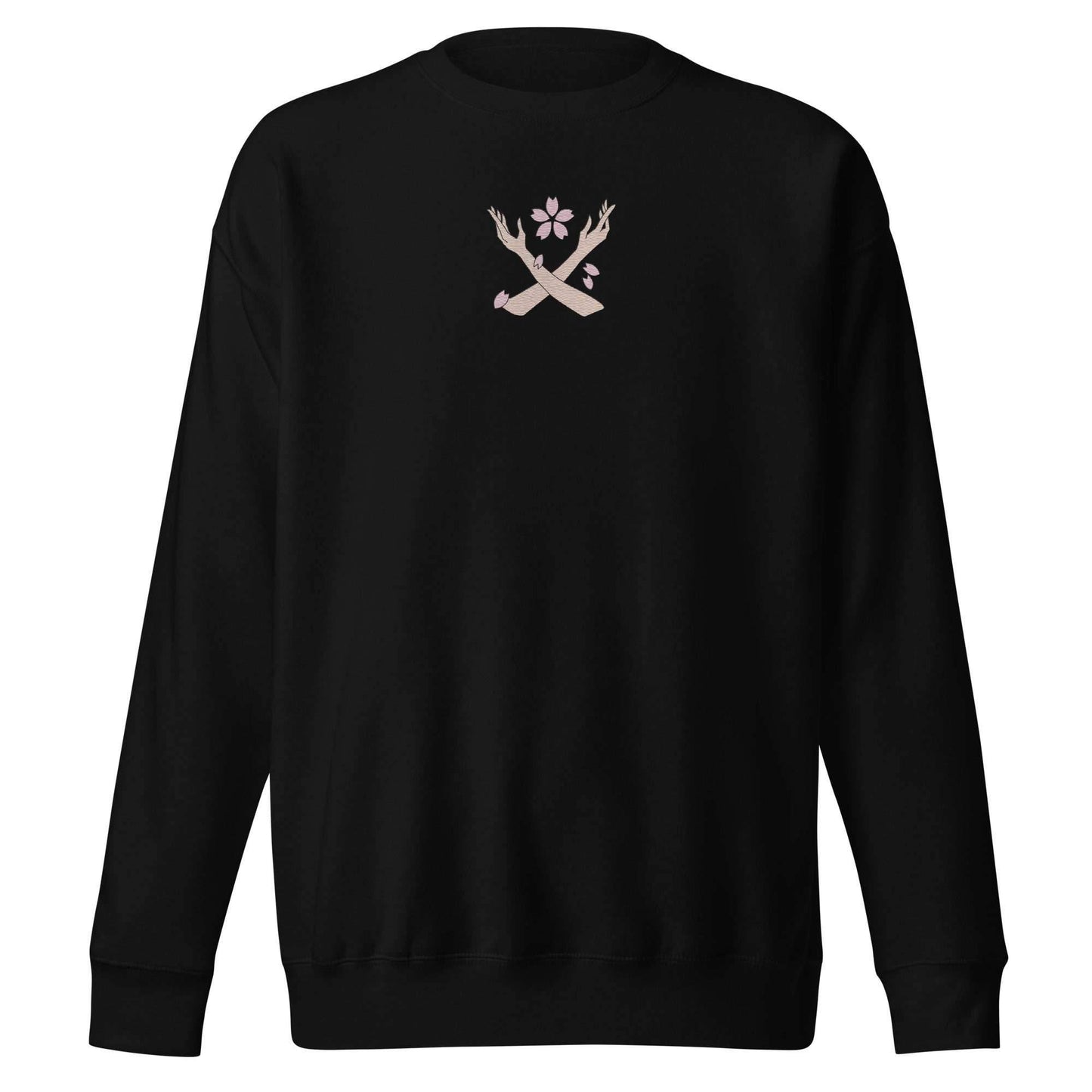 Robin Fleur Embroidered Premium Unisex Anime Crewneck Sweatshirt - Black / S