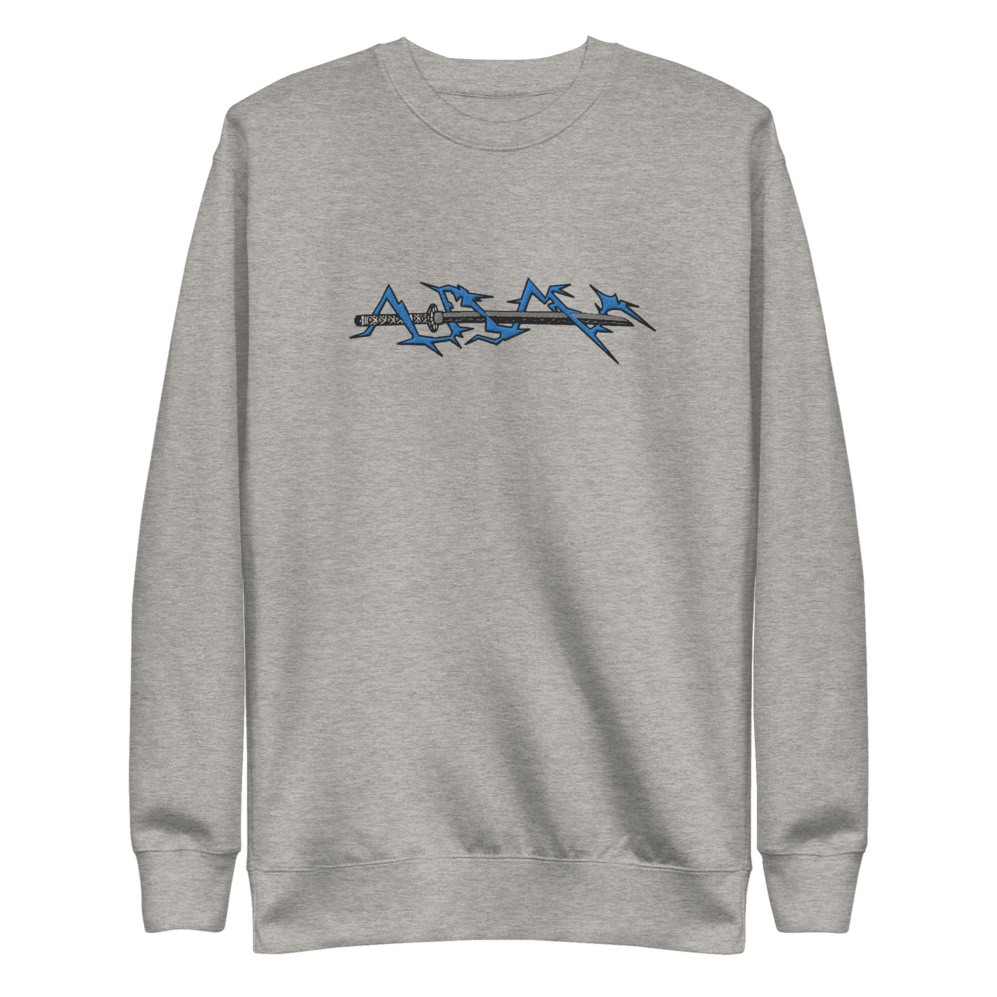 Zenitsu Sword Embroidered Premium Unisex Anime Crewneck Sweatshirt - Black / S