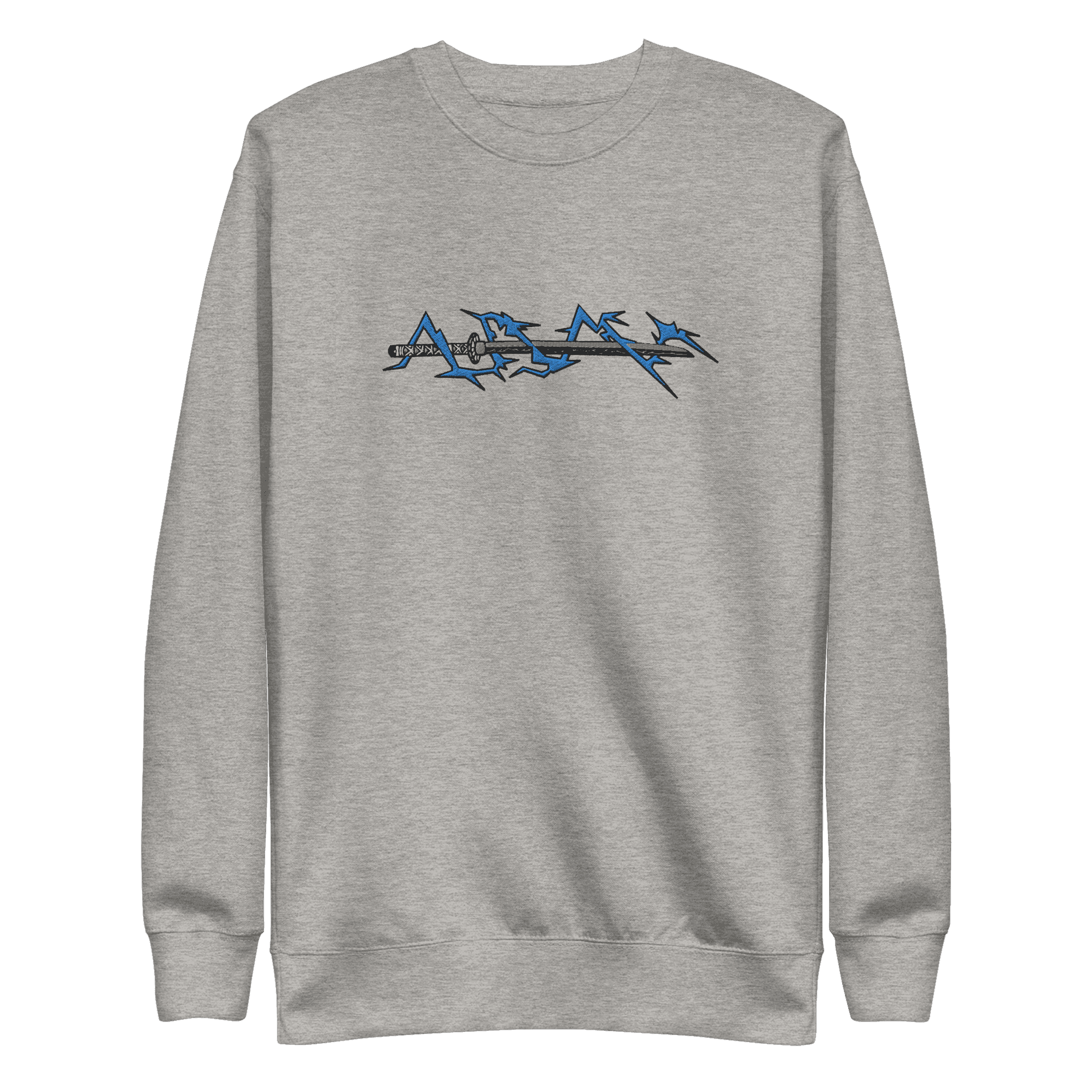 Zenitsu Sword Embroidered Premium Unisex Anime Crewneck Sweatshirt - Black / S