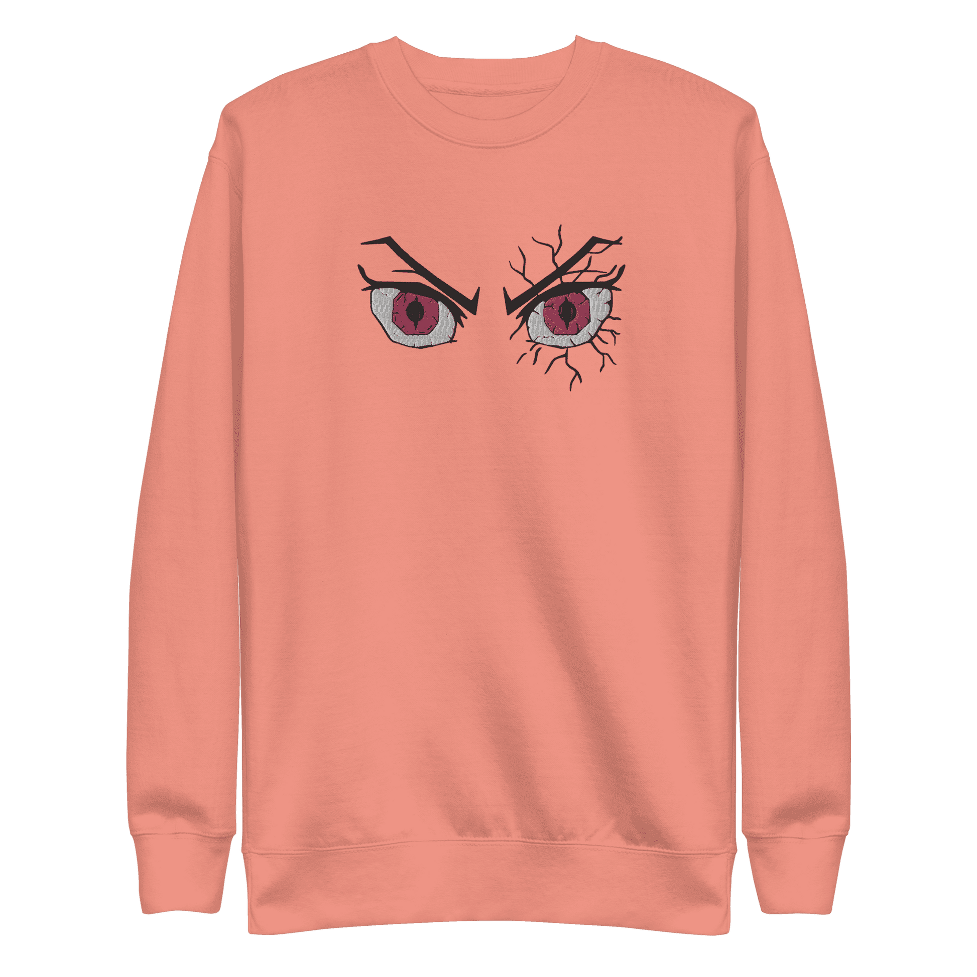 Nezuko Eyes Embroidered Premium Unisex Anime Crewneck Sweatshirt - Pink / S