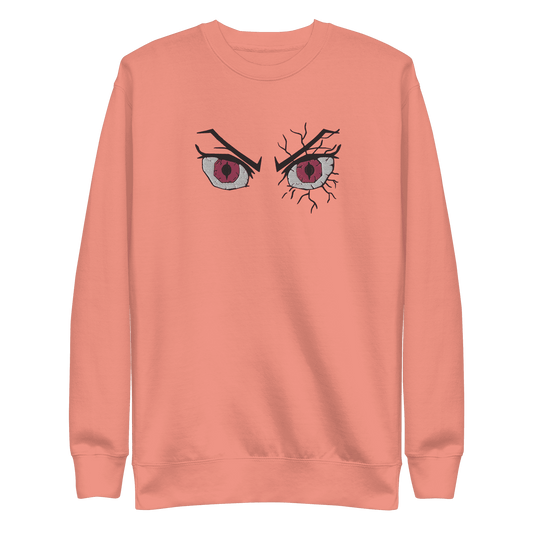 Nezuko Eyes Embroidered Premium Unisex Anime Crewneck Sweatshirt - Pink / S