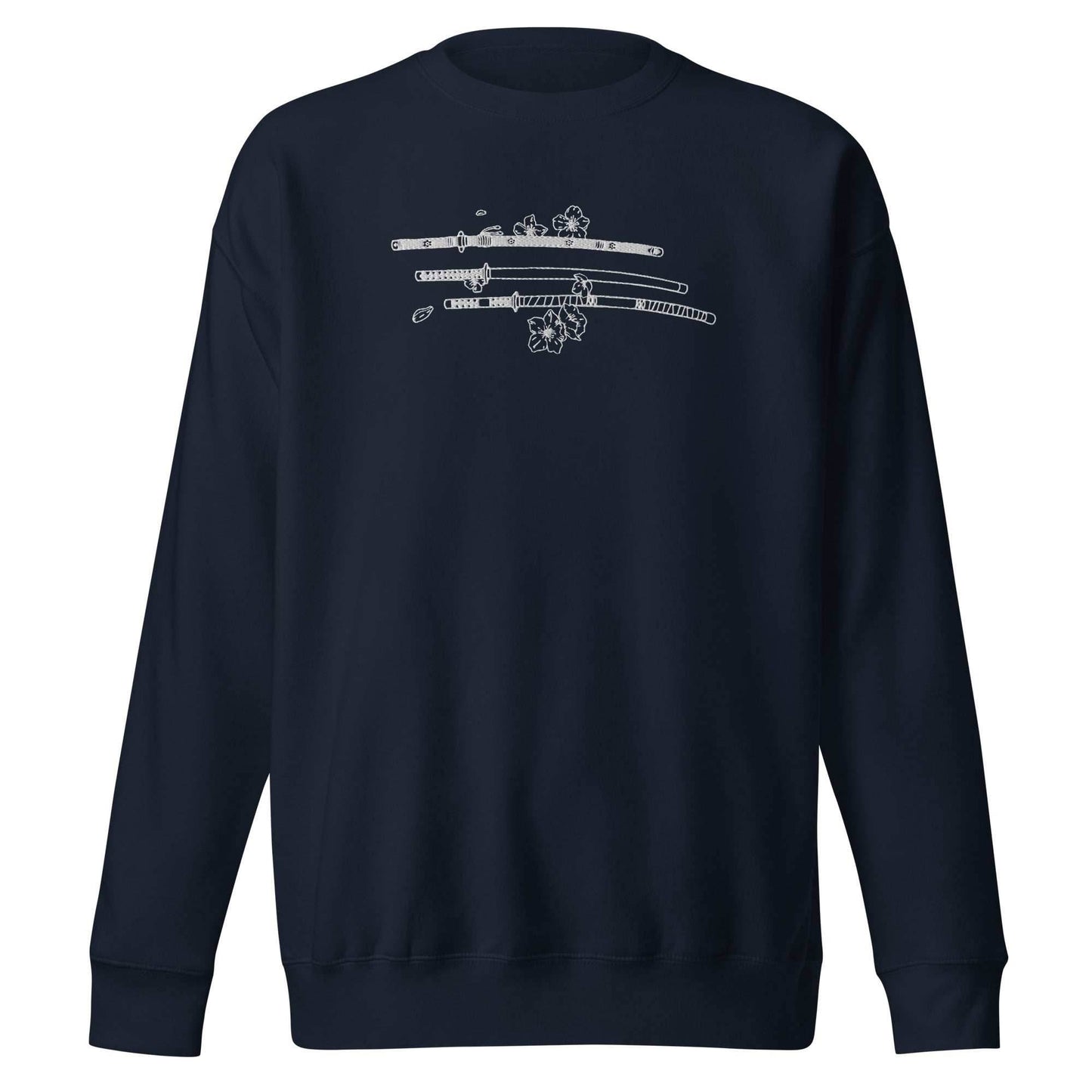 Zoro 3 Sword Style Unisex Embroidered Premium Anime Crewneck Sweatshirt - Navy / S