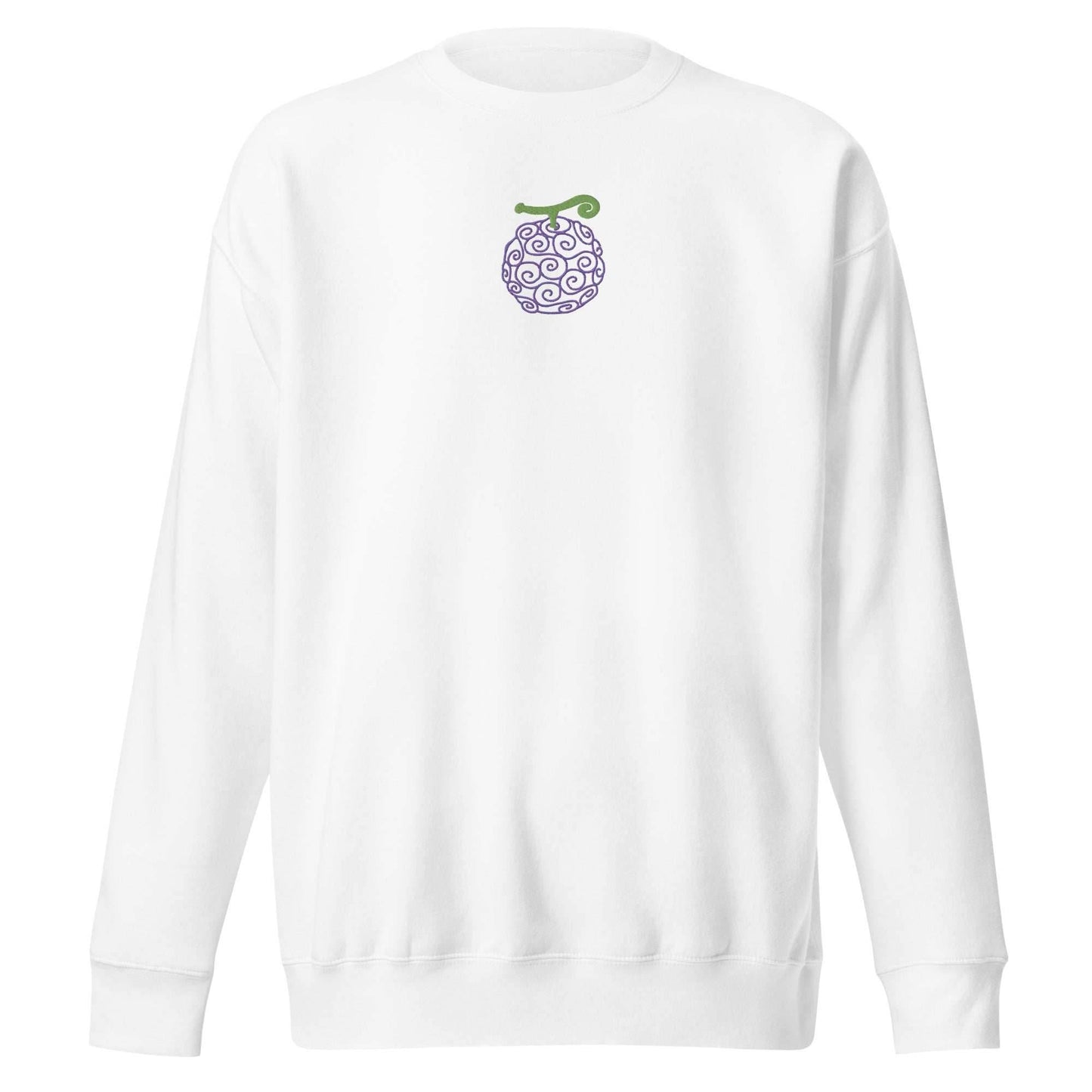 Gum Gum Devil Fruit Embroidered Unisex Premium Anime Crewneck Sweatshirt - White / S