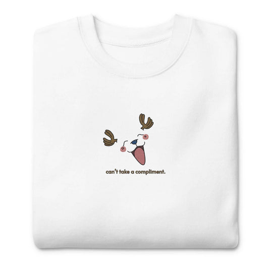 Chopper 'Can't Take a Compliment' Embroidered Premium Unisex Crewneck Anime Sweatshirt - Pink / S