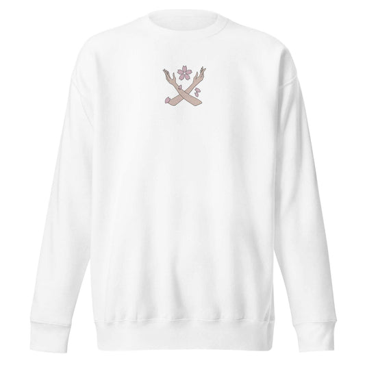 Robin Fleur Embroidered Premium Unisex Anime Crewneck Sweatshirt - White / S