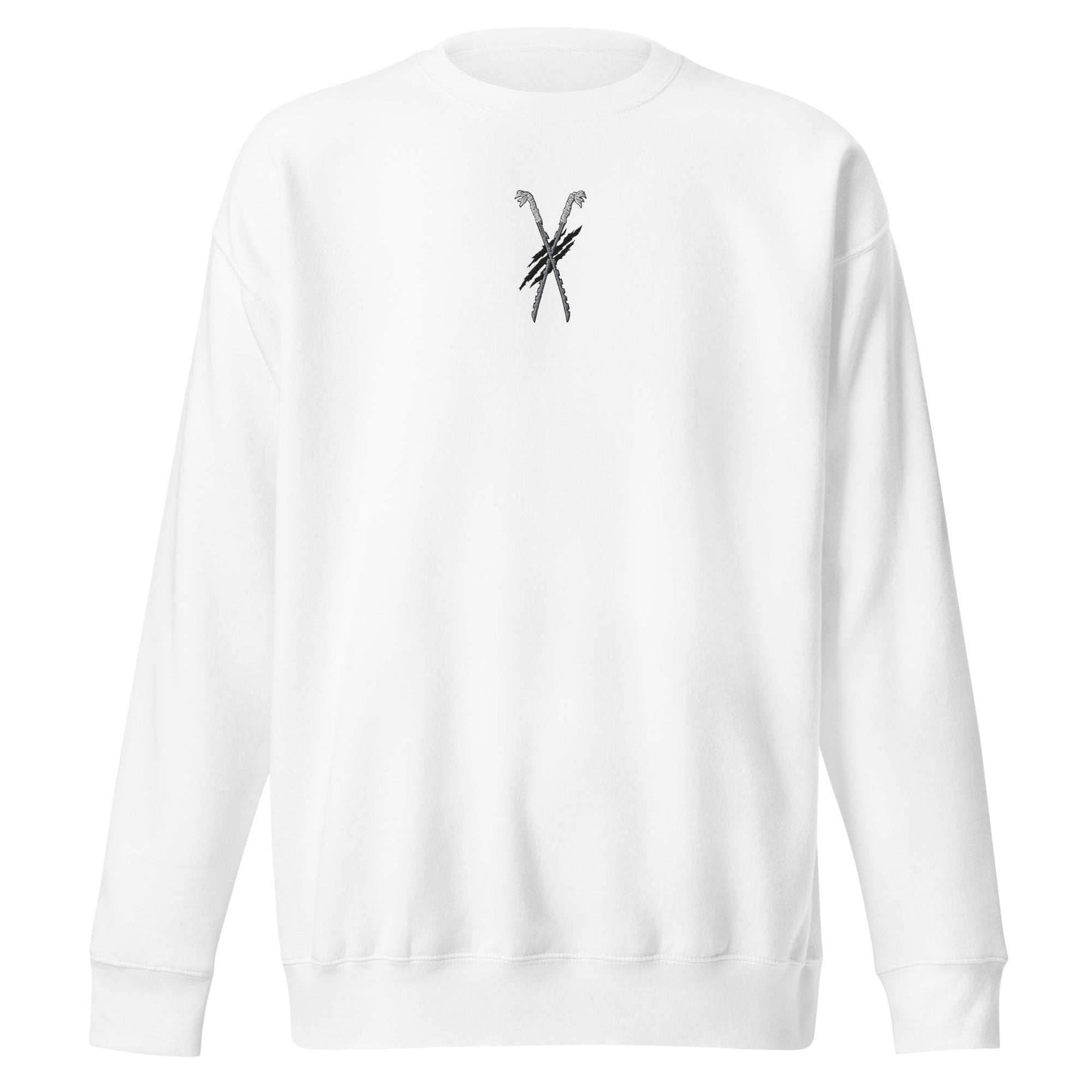 Inosuke Sword Embroidered Premium Unisex Anime Crewneck Sweatshirt - White / S