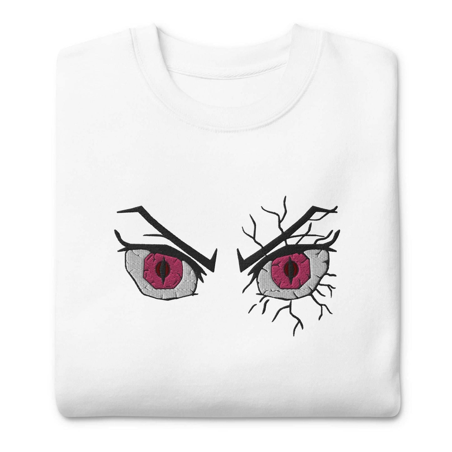 Nezuko Eyes Embroidered Premium Unisex Anime Crewneck Sweatshirt - Pink / S