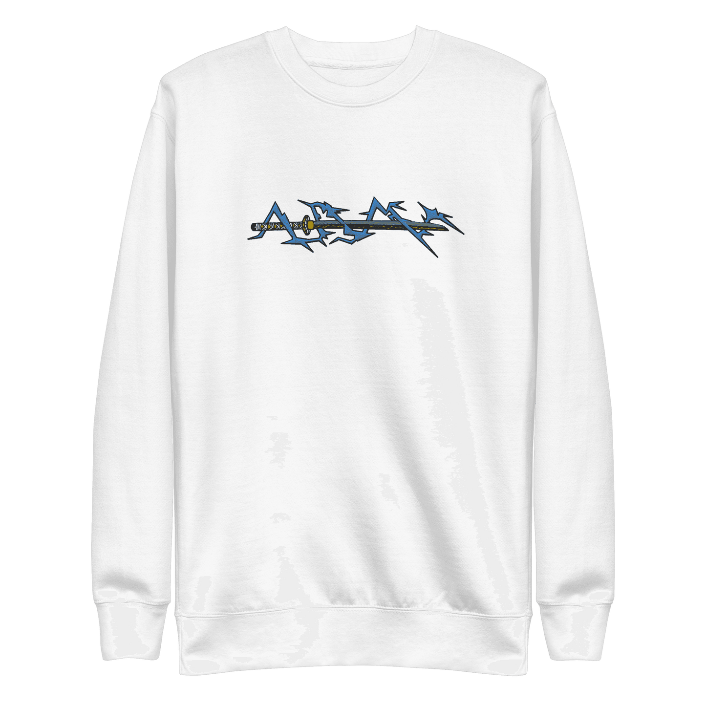 Zenitsu Sword Embroidered Premium Unisex Anime Crewneck Sweatshirt - Black / S