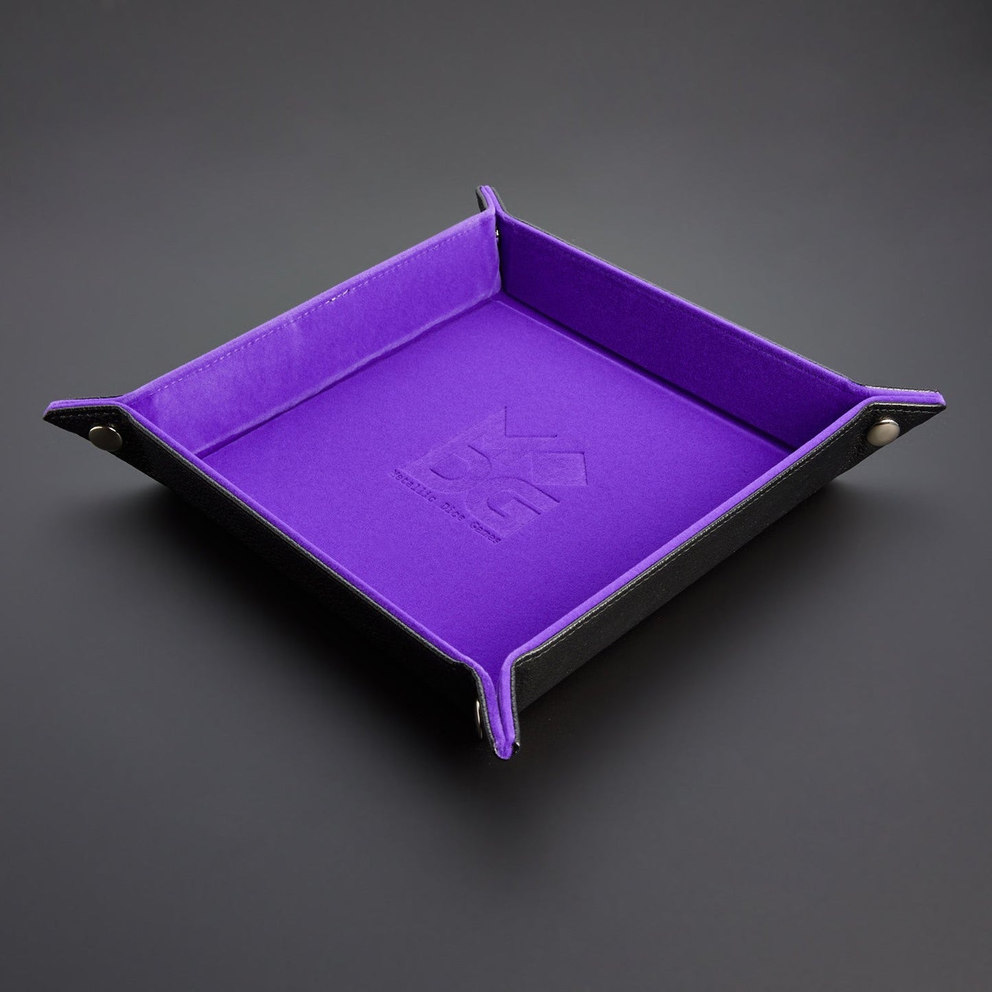 Metallic Dice Games Velvet Folding Dice Tray with Leather Backing 10" x 10"