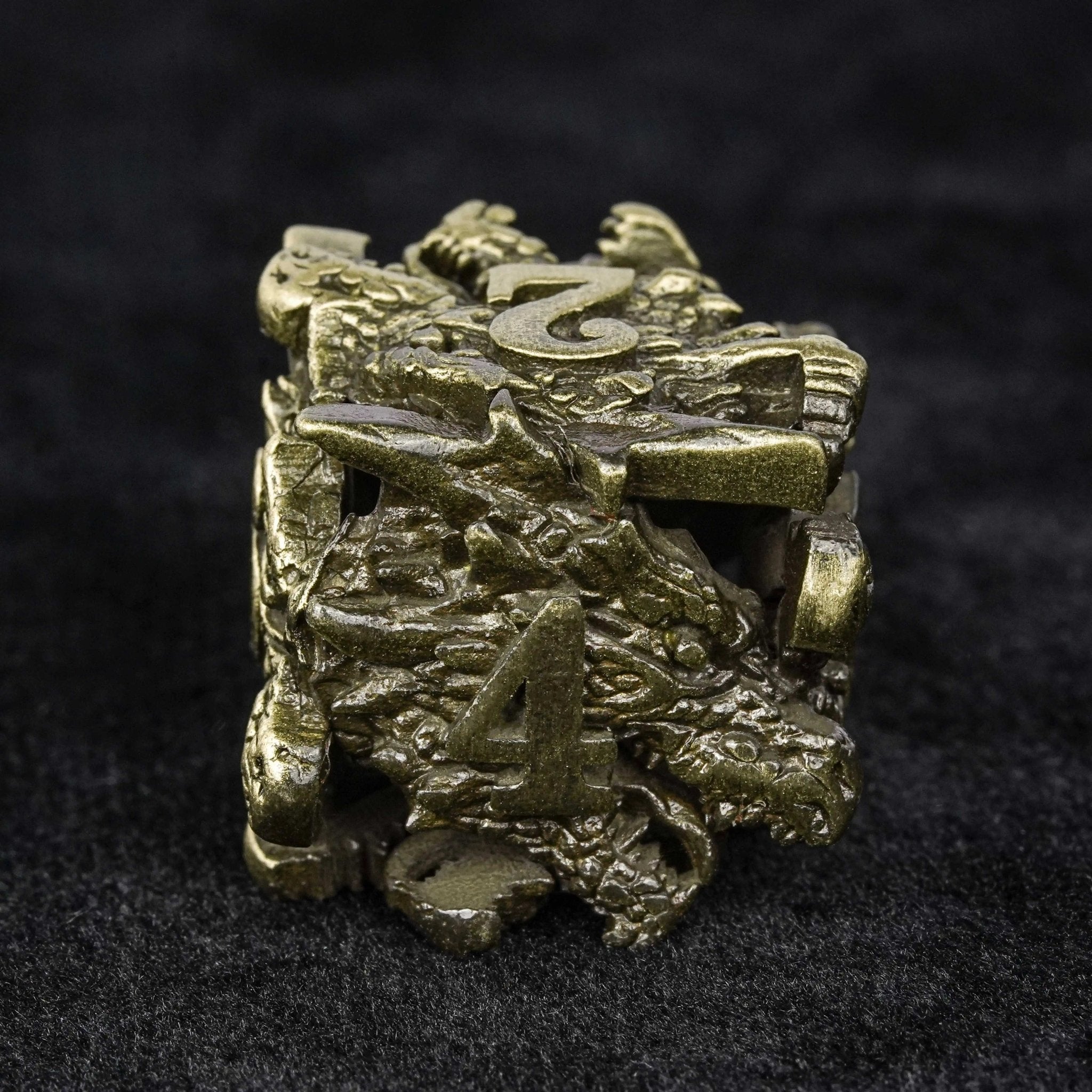 Unusual dragon head bronze hollow metal irregular dnd dice set
