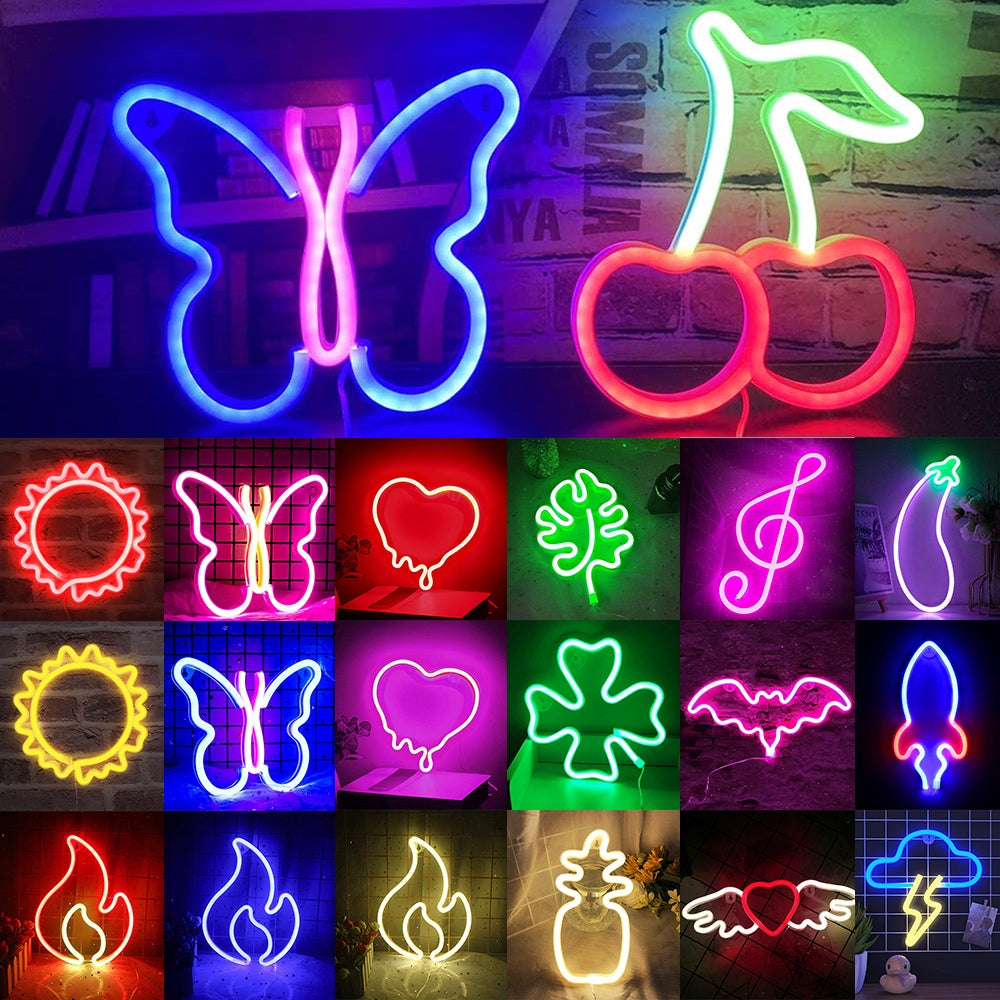 USB Battery LED Neon Lights Sign for Wall Art Decoration Hanging Neon Sign