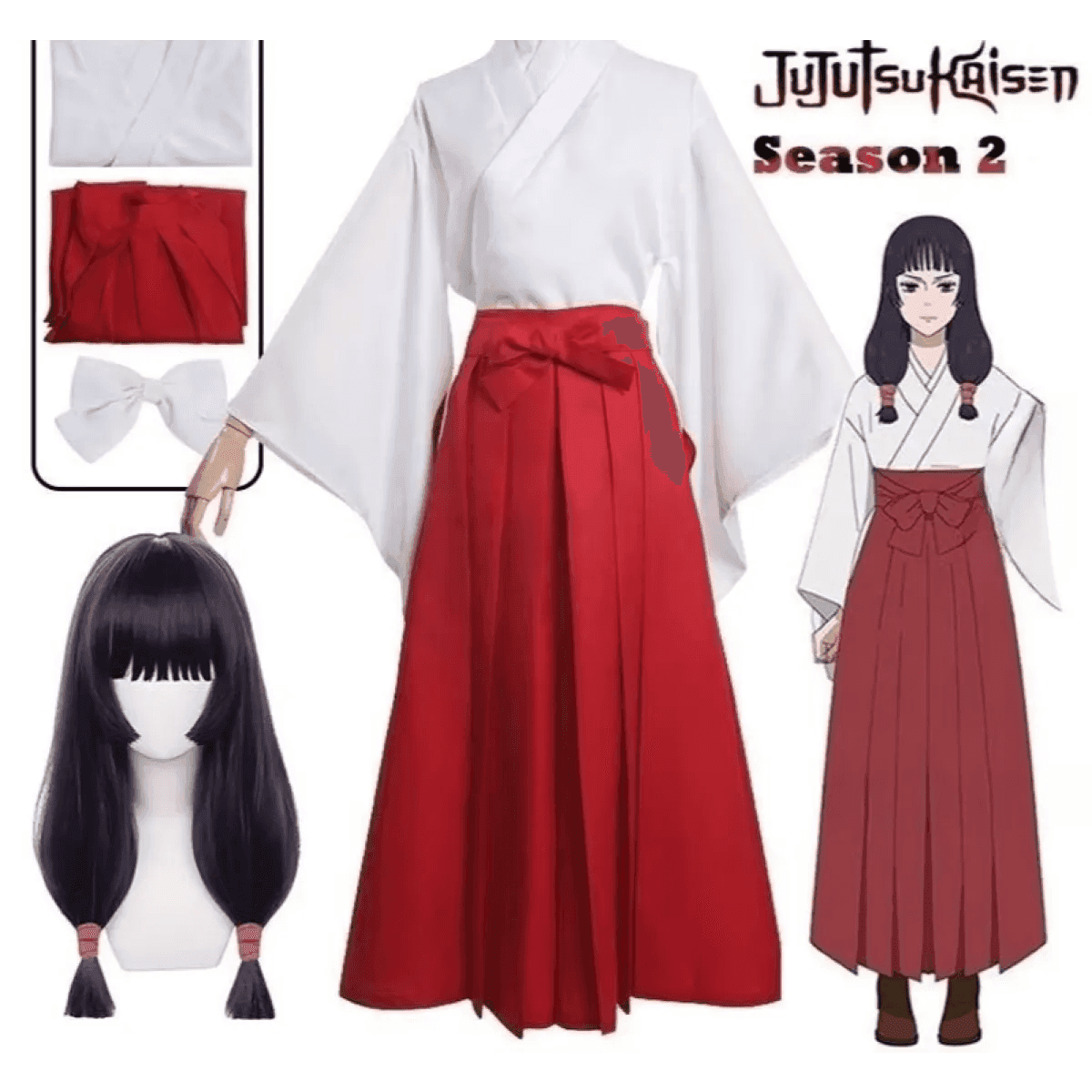 Utahime Iori Cosplay Costume – Jujutsu Kaisen Kimono with Wig Set - S / Costume and wig