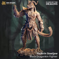 Vaakrin Steeljaw, Black Dragonkin Fighter (Male Dragonborn Fighter) - 32mm Scale