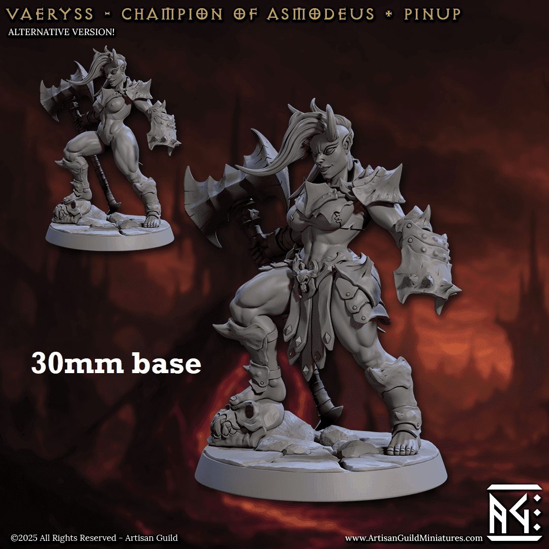 Vaeryss, Champion of Asmodeus (Female Tiefling Barbarian) - Armored