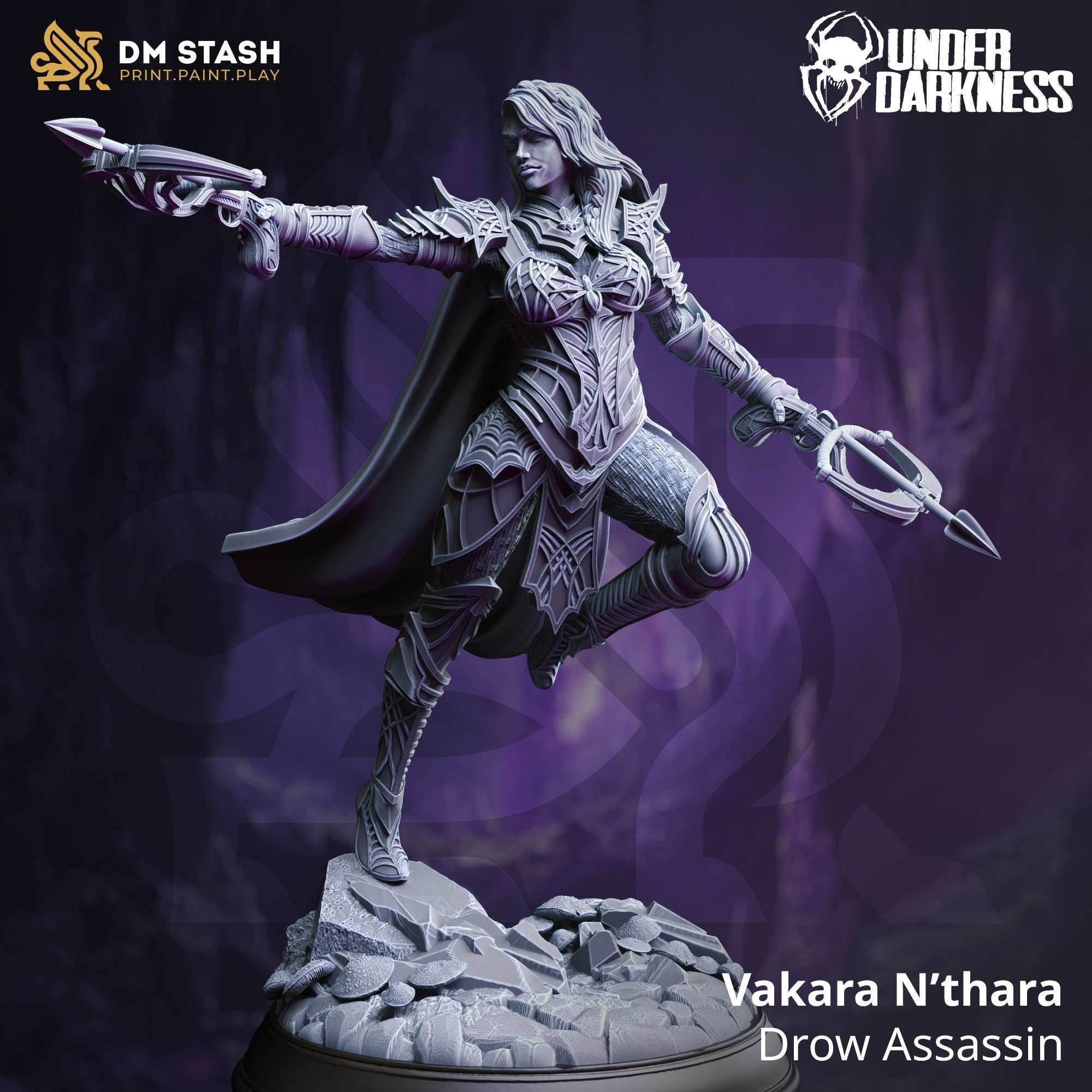 Vakara N’thara (Female Drow Assassin) - 32mm Scale