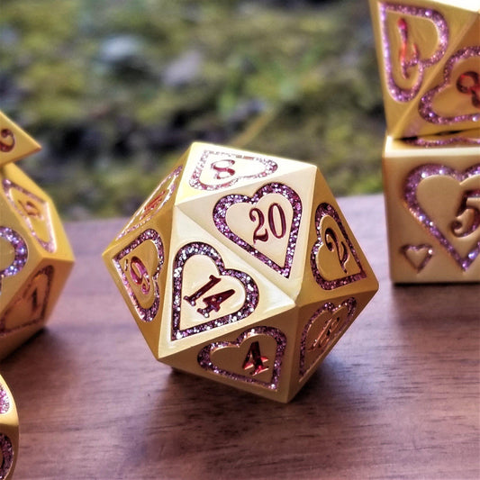 Valentine Heart Metal Dice Set