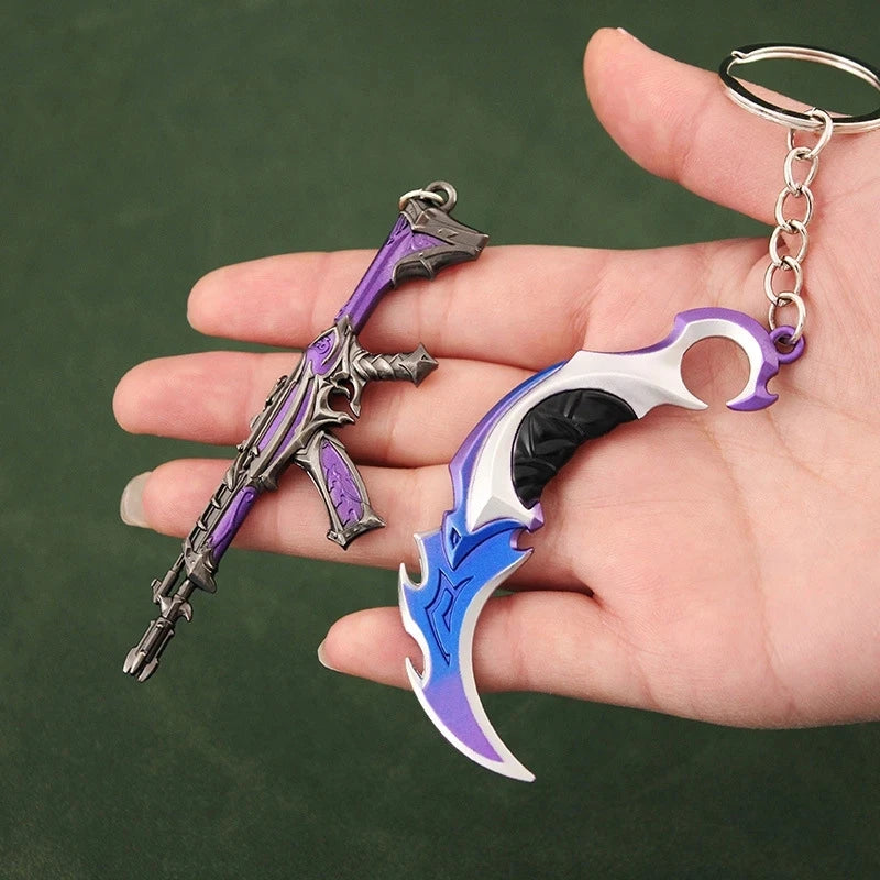 Valorant  Melee Reaver 2.0 Karambit Keychain Game Peripheral M4 Samurai Dagger Model Metal Key Ring Pendant Jewelry Male Gift