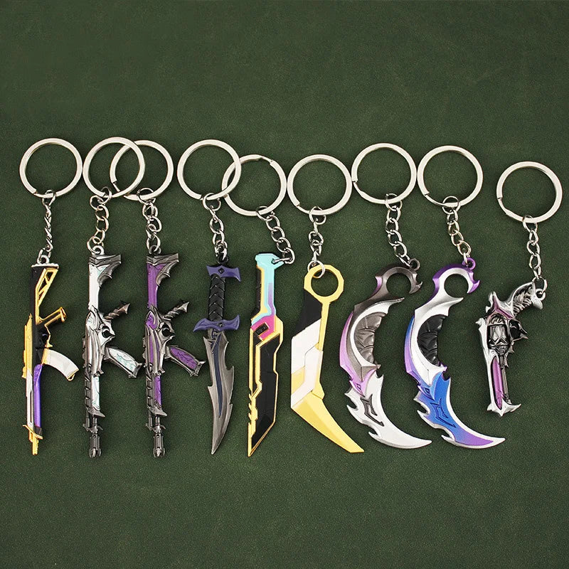 Valorant  Melee Reaver 2.0 Karambit Keychain Game Peripheral M4 Samurai Dagger Model Metal Key Ring Pendant Jewelry Male Gift