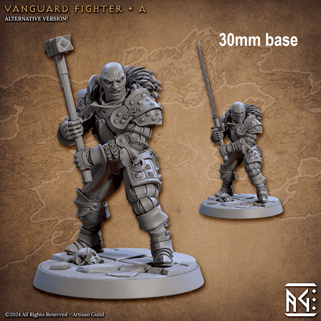 Vanguard Fighter: Base Sculpt A (Male Human Fighter) - With Helmet / Large Sword