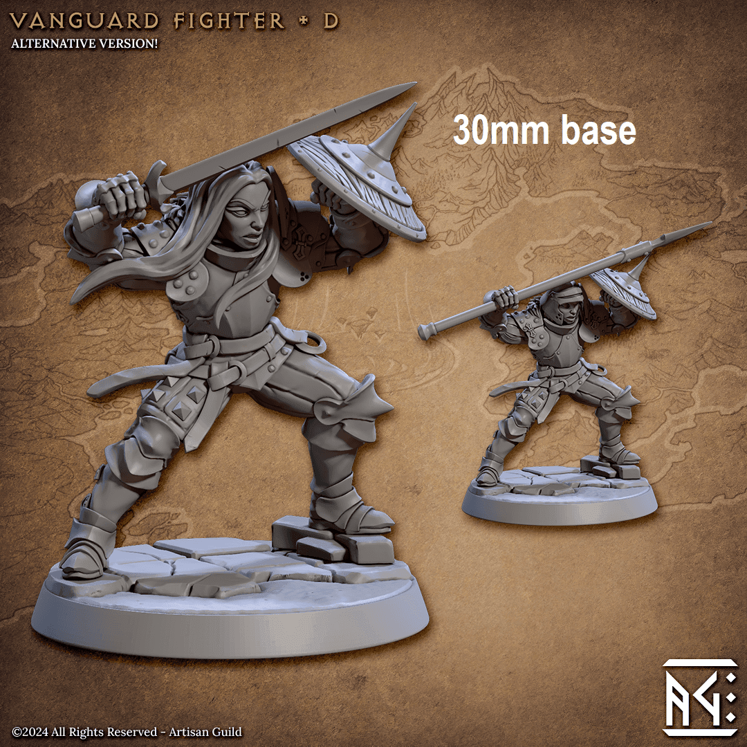 Vanguard Fighter: Base Sculpt D (Female Human Fighter) - With Helmet / Sword