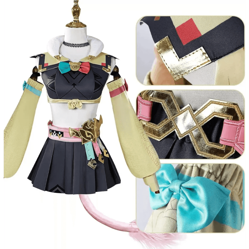 Varesa Genshin Cosplay Costume Set – Kawaii Skirt Wig Tail Outfit - Wig Only / XXL