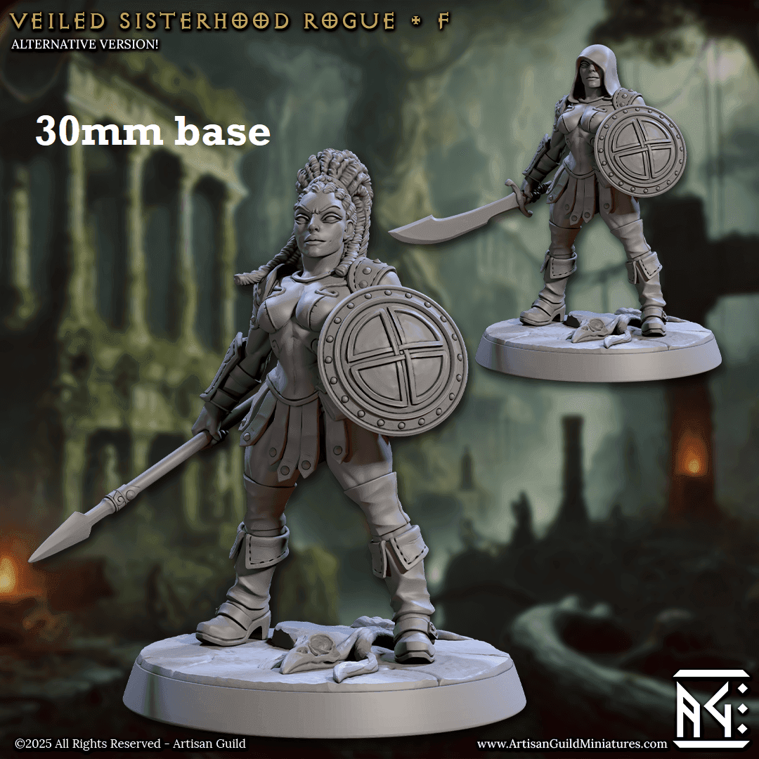 Veiled Sisterhood Rogue: Sculpt F (Female Human Fighter) - No Hood / Spear