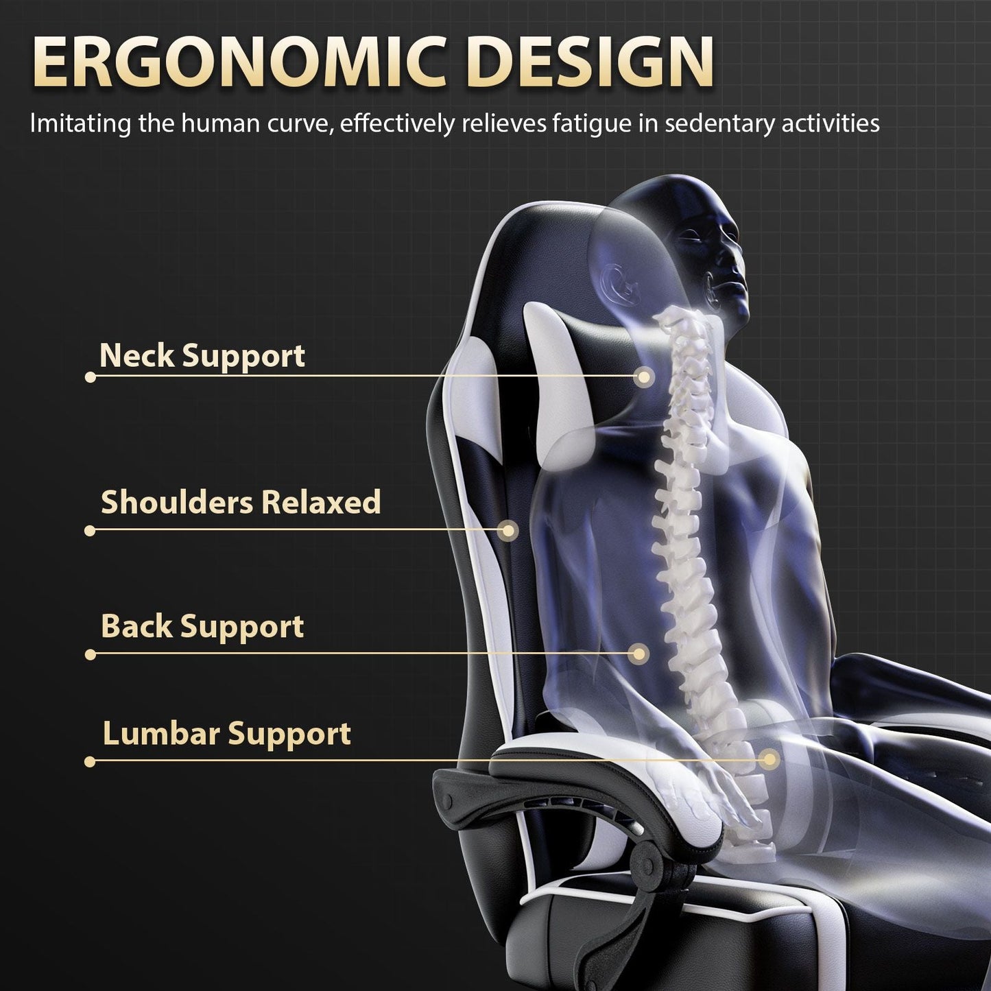 Video Game Chairs for Adults, PU Leather Gaming Chair with Footrest, 360°Swivel Adjustable Lumbar Pillow Gamer Chair, Comfortable Computer Chair for Heavy People