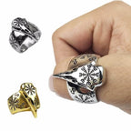 Vikings Aegishjalmur Raven Skull Ring - Silver
