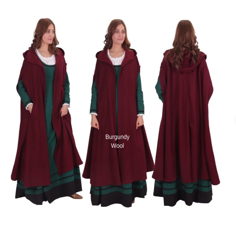 Viking Cloak - Cape en laine à capuche pour femme