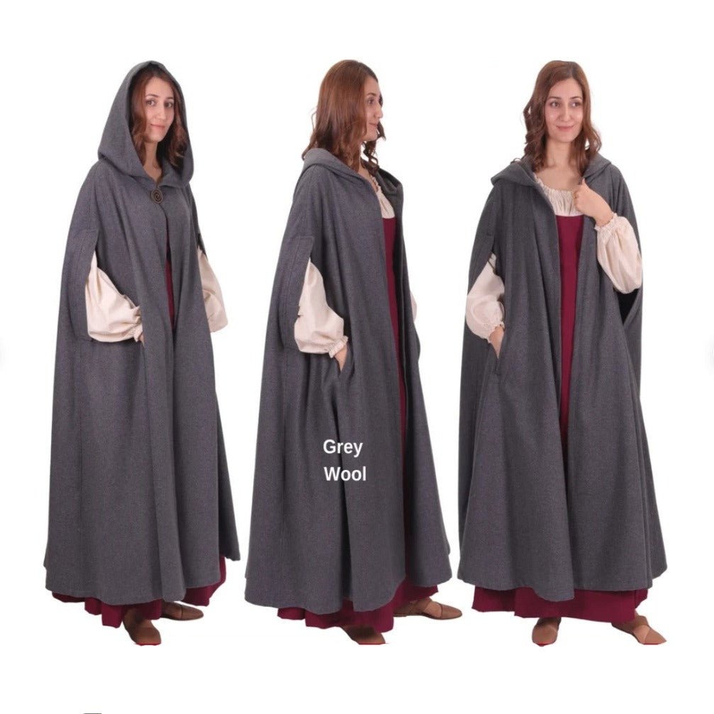 Viking Cloak - Cape en laine à capuche pour femme