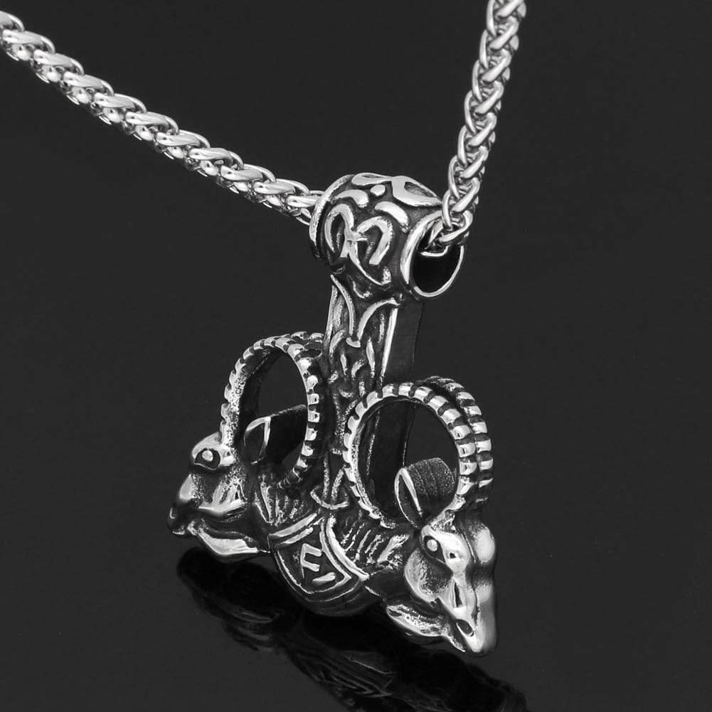 Vikings Thor's Rams Stainless Steel Pendant Necklace - 