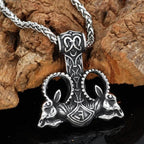 Vikings Thor's Rams Stainless Steel Pendant Necklace - 
