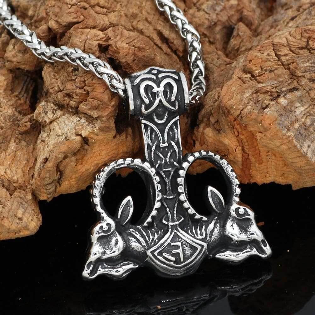 Vikings Thor's Rams Stainless Steel Pendant Necklace - 
