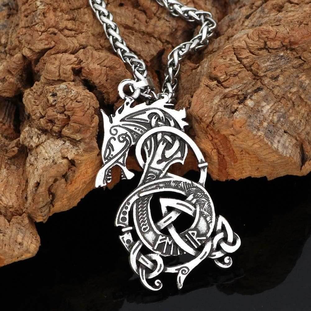 Vikings Fenrir The Monster Wolf Stainless Steel Necklace - 20 Inches / 50 CM