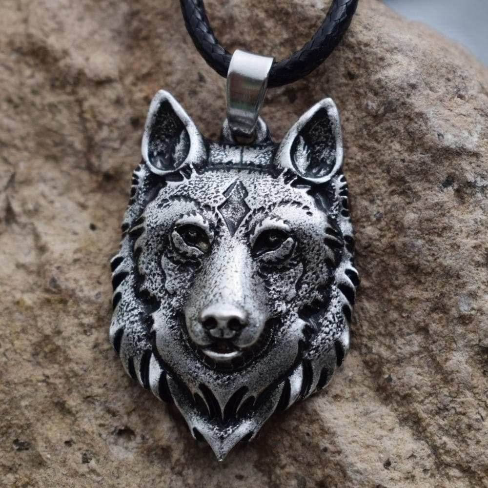 Vikings Fenrir Wolf Head Necklace - 