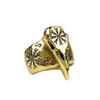 Vikings Aegishjalmur Raven Skull Ring - Gold
