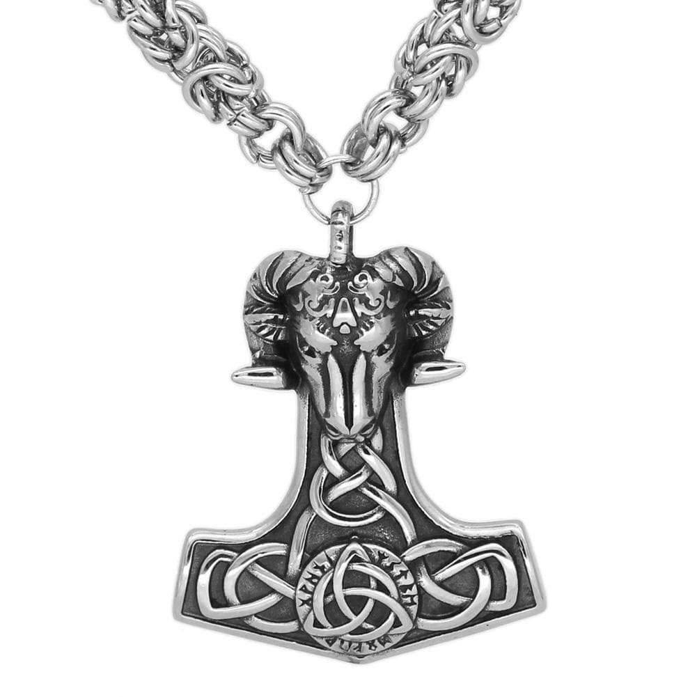 Vikings Thor's Goat Mjolnir Stainless Steel King Chain Necklace - 50 CM / 20 Inches